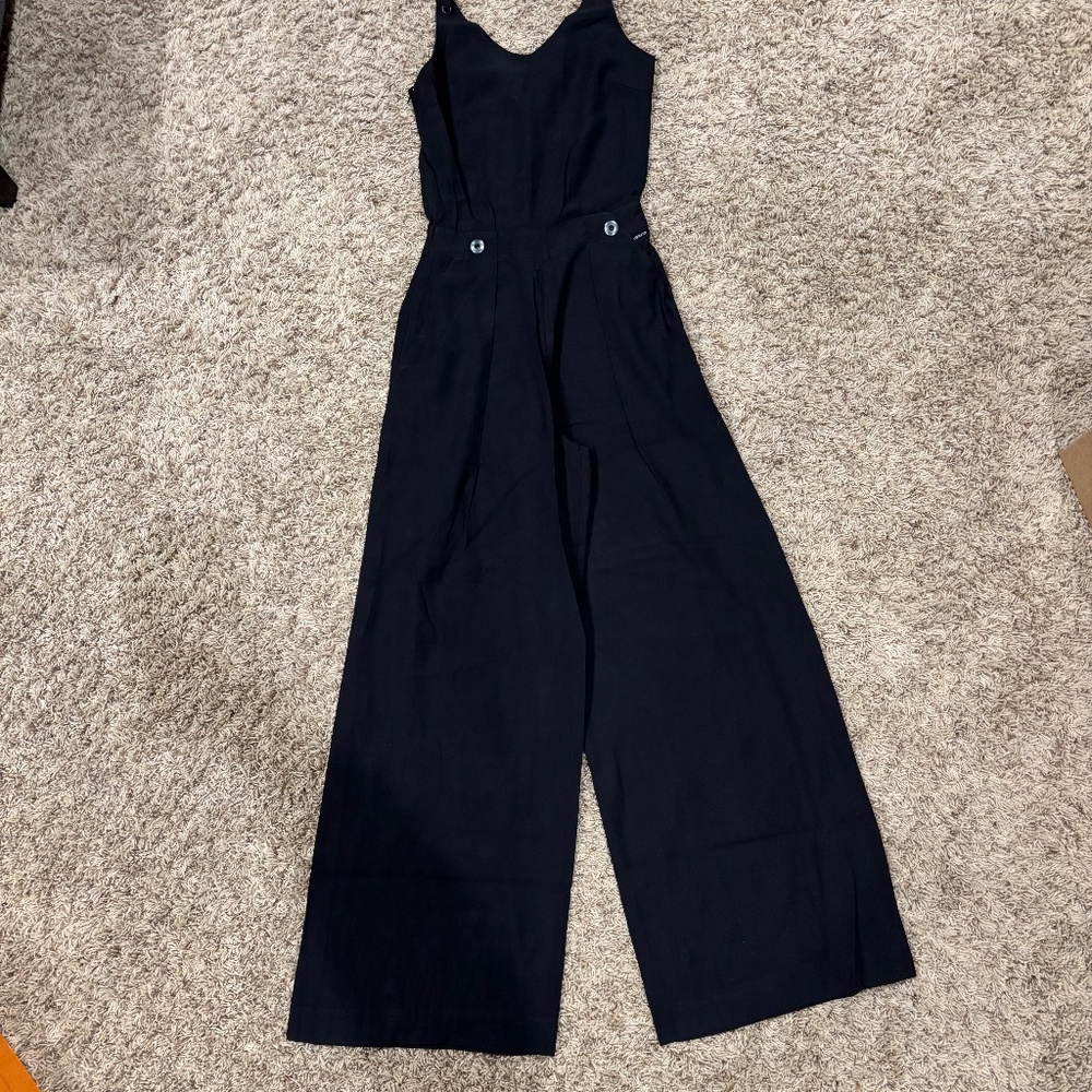 G-Star RAW Jumpsuit Womens XXS Fluid Strap Lyra Twill Wide Leg Sleeveless Black